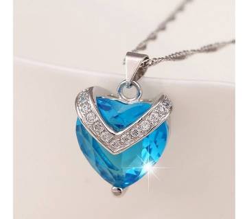 Crystal Blue Topaz Heart Shaped Pendent