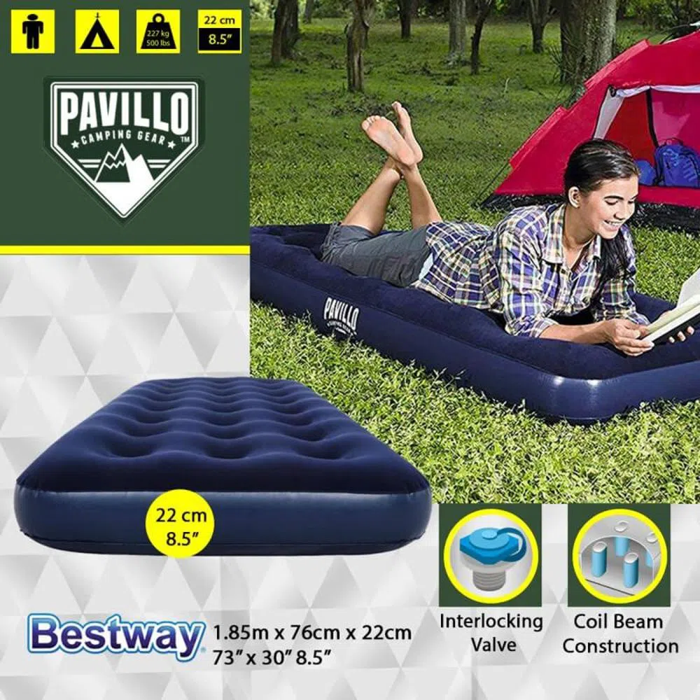 Bestway Inflatable Air Bed Pavillo Camping AirMattress 1.85m x 76cm x 22cm