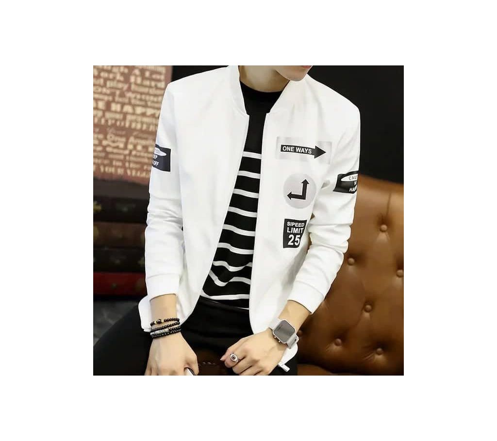 White And Black Stylish PU Leather জ্যাকেট ফর ম্যান বাংলাদেশ - 913014