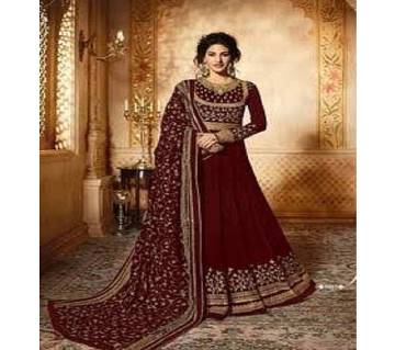 Semi Stitched Indian Weightless Georgette Embroidery Long Gown - Copy