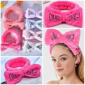 Fashion Women Headbands Letters Butterfly Bow Coral Fleece Hairbands Girl Soft Wash Face Headwear