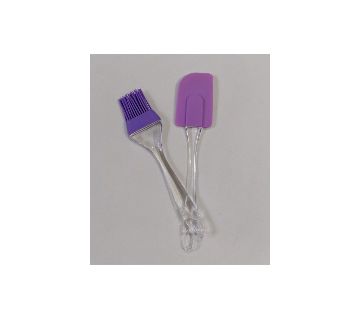 2 in 1 Silicone Spatula & Brush for Cake Pastry BBQ and Egg Brush 1+1= 2 pcs in 1 Set