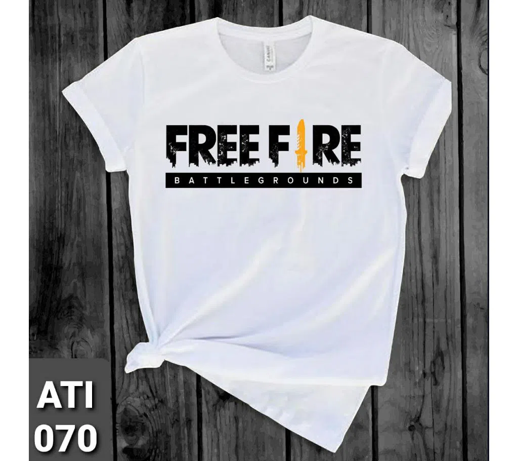 Half Sleeve T Shirt For Men White Free Fire 
