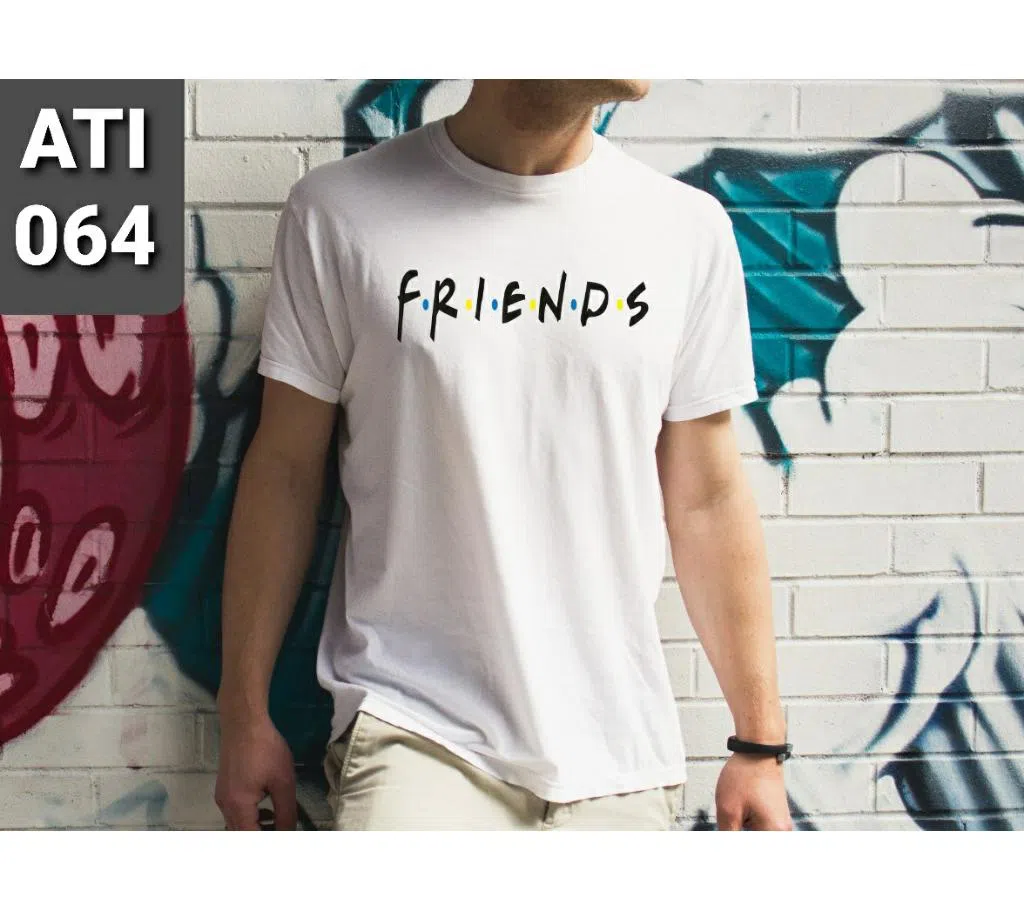 Half Sleeve T Shirt For Men White Friends 
