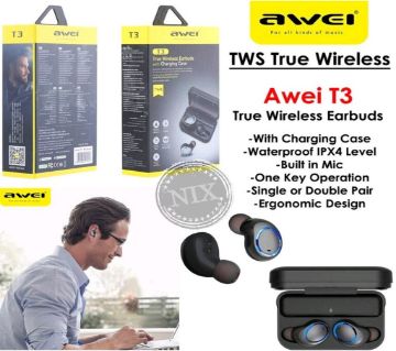 Awei T3 True Wireless Bluetooth Earphone With Charging Case
