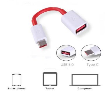 Type C - OTG Cable Adapter for One plus - Red and White