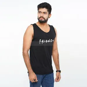 Friends Printed Black Color Casual Tank Tops for Men - 01
