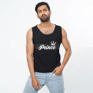 Prince Printed Black Color Casual Tank Tops for Men - 04