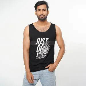 Just Do It Printed Black Color Casual Tank Tops for Men - 36