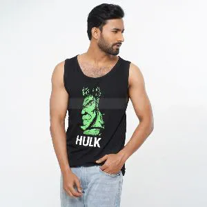 Hulk Face Design Printed Black Color  Tank Tops for Men - 69