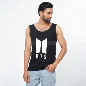 BTS Logo Printed Black, Grey & White Color Casual Tank Tops for Men - 107