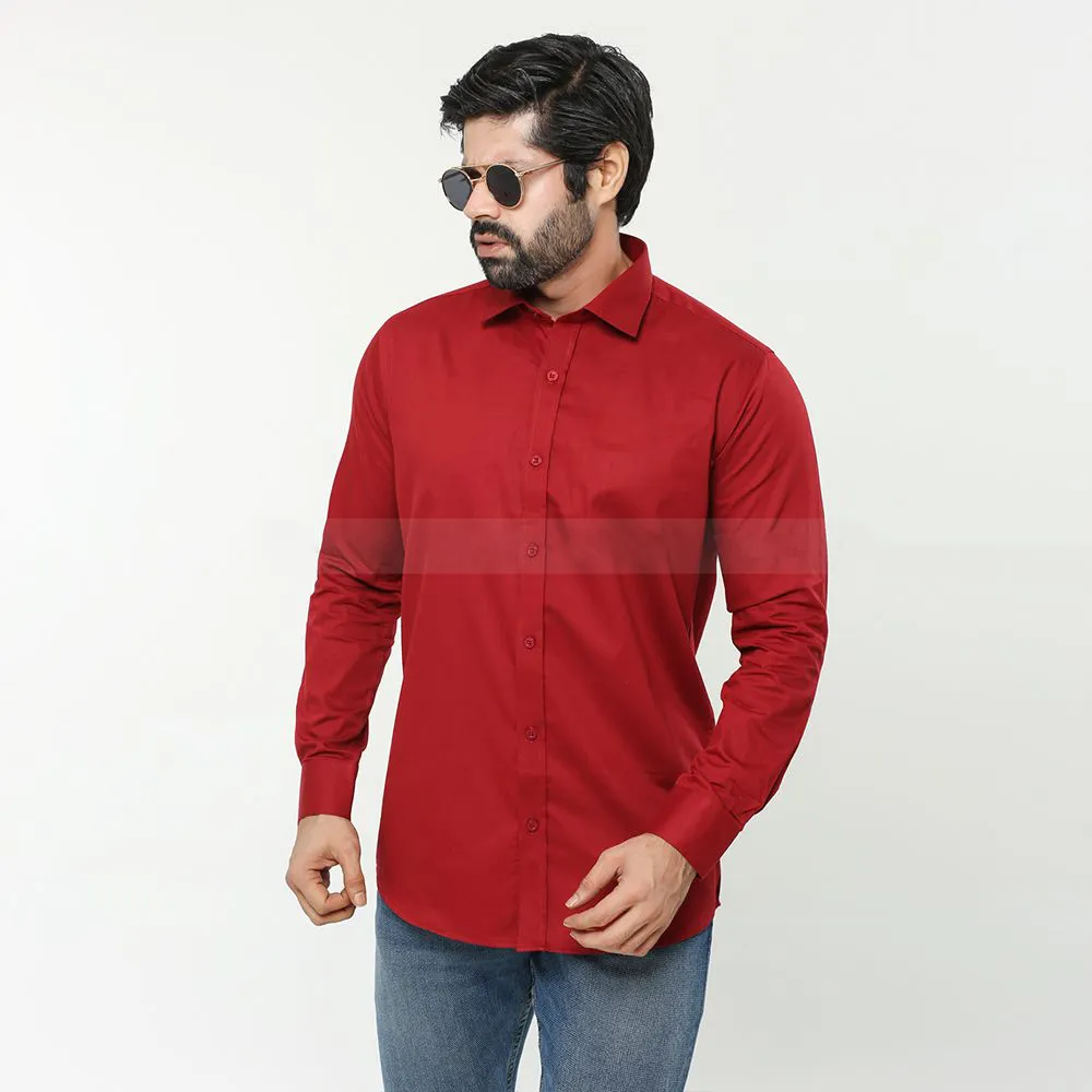  Red Cotton Formal Shirt For Men