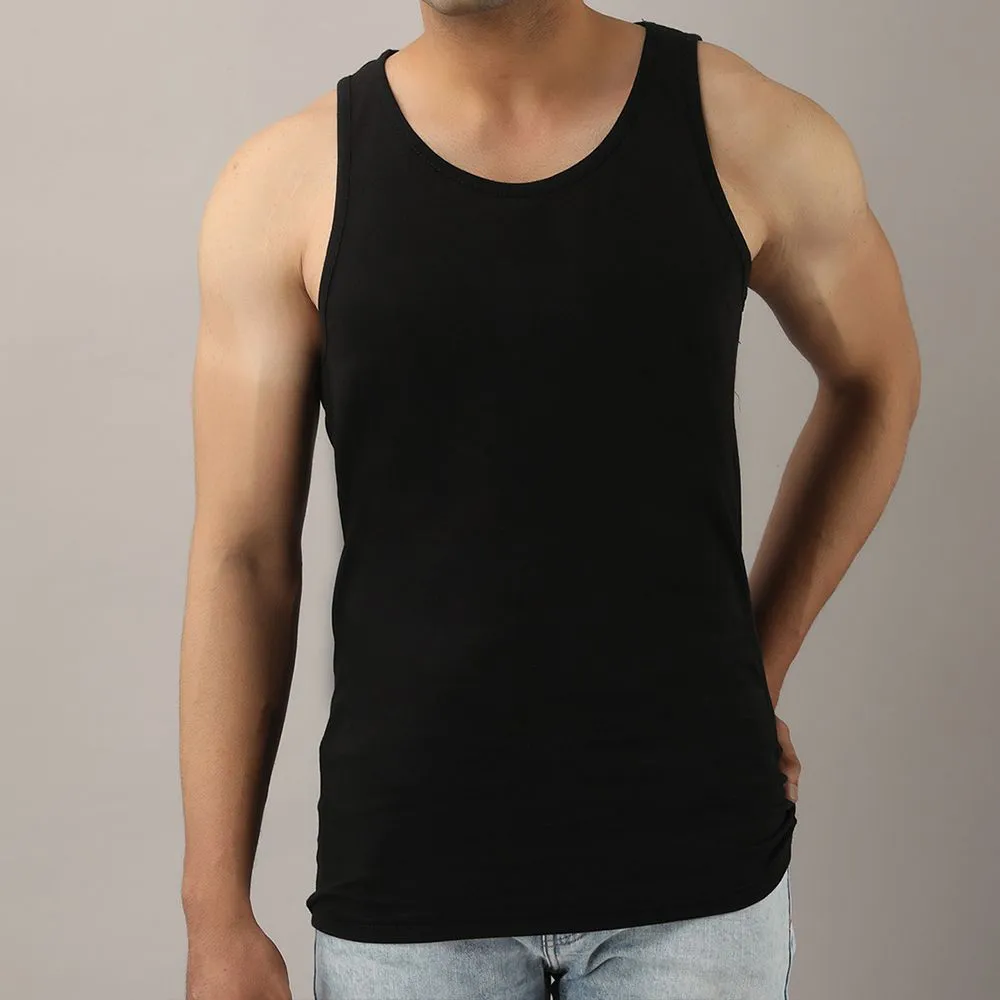 Men Sleeveless Gym Black color T-Shirt