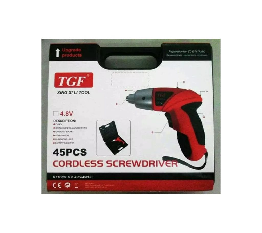 TGF 45 PCS কর্ডলেস স্ক্রুড্রাইভার With ড্রিল মেশিন বাংলাদেশ - 971723
