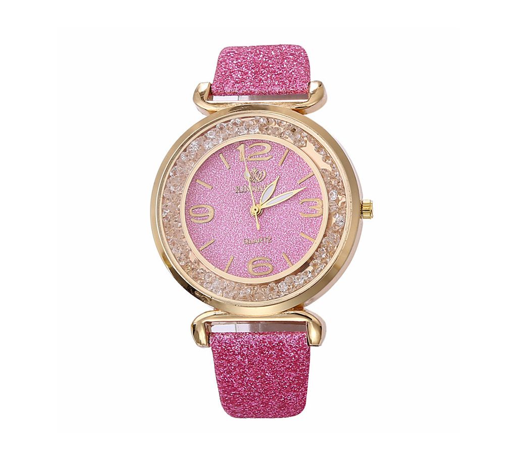 Pink Womens Sparkling Luxury Crystal Rhinestone Stainless Steel ফিমেল ওয়াচ বাংলাদেশ - 944823
