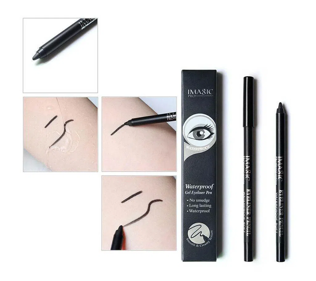 Imagic Eye Makeup Waterproof Eyeliner Pencil Gel Black Eye Liner Pen Kit Smooth Cream No Smudge and Long Lasting