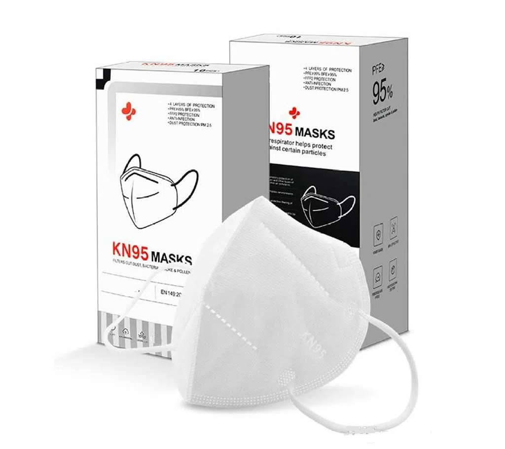 McCons KN95 Face Mask 5 layers 1 box (10 piece) with Steel Nose Clip- White