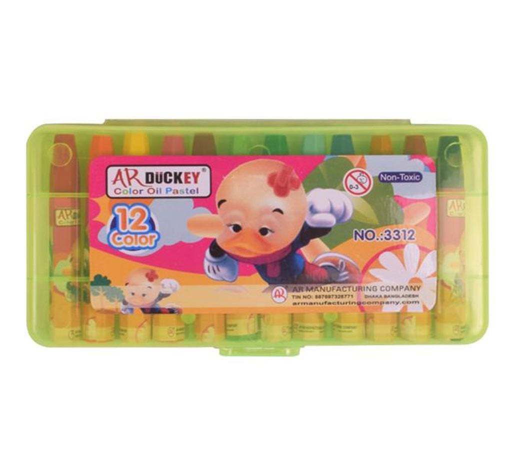 AR Ducky Oil Pastels Box -  গ্রীন প্লাষ্টিক বক্স 12 কালারস্ বাংলাদেশ - 1019164