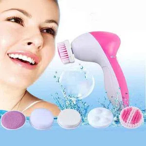 5 In 1 Face Massager For Women - Pink And White.