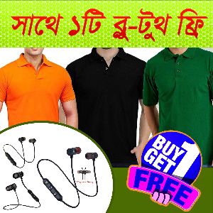 Cotton Polo T Shirt for Men with Bluetooth Free