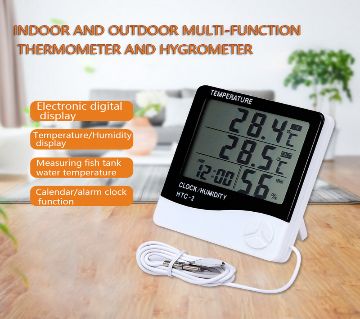 HTC-2 Digital LCD ইলেক্ট্রিক টেম্পারেচার মিটার Humidity Meter Weather Station Indoor Outdoor Tester Alarm