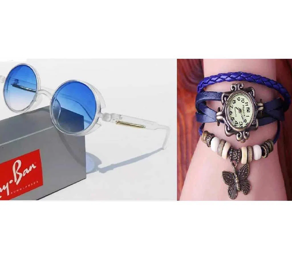 ray ban copy sunglass and womens wrist watch combo offer 
