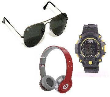 BEATS SOLO HD Stereo Headphones + Men sunglasses + Kids Digital Watch