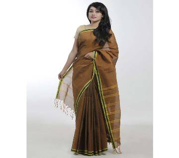 Dark Coffee&yellow body color pure cotton Saree