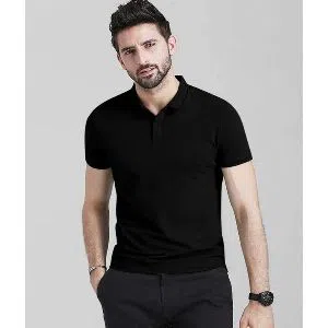 Black cotton polo t-shirt
