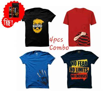 Half Sleeve Round Neck T Shirt For Men (4 pcs Combo Offer) -  Ator Free