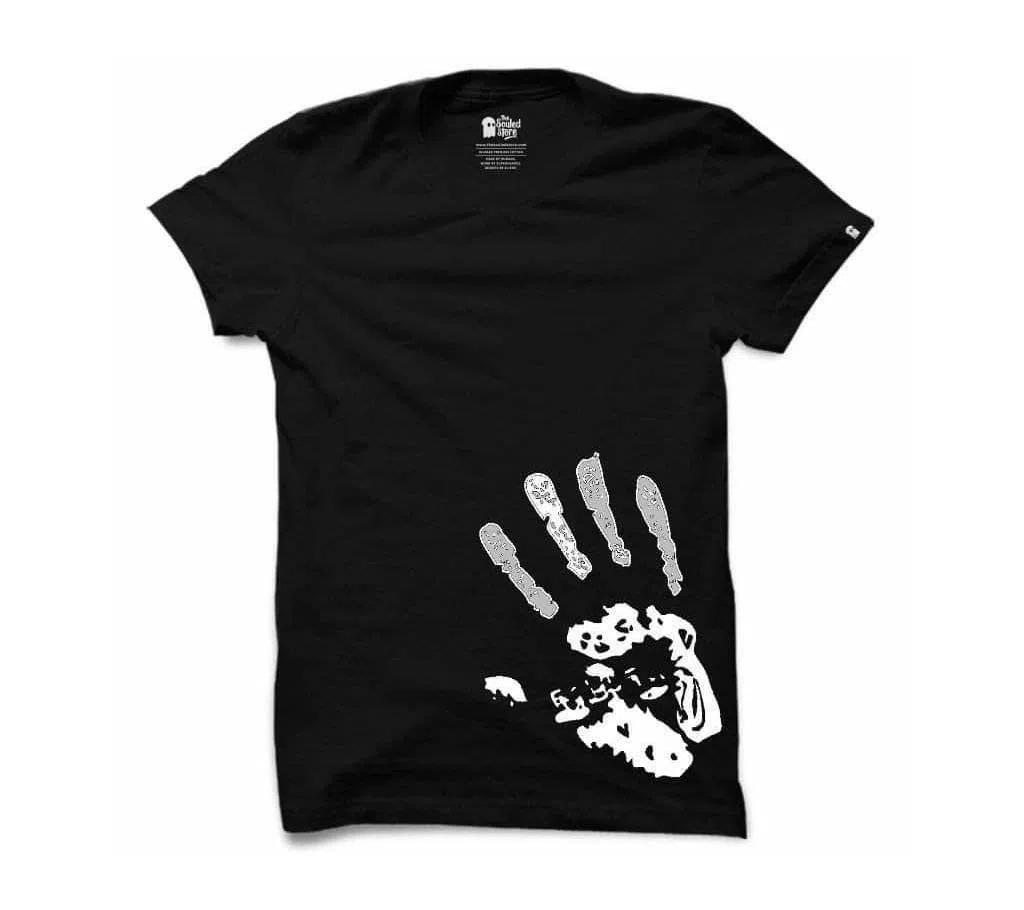 Finger Print Half Sleeve Round Neck T Shirt For Men 