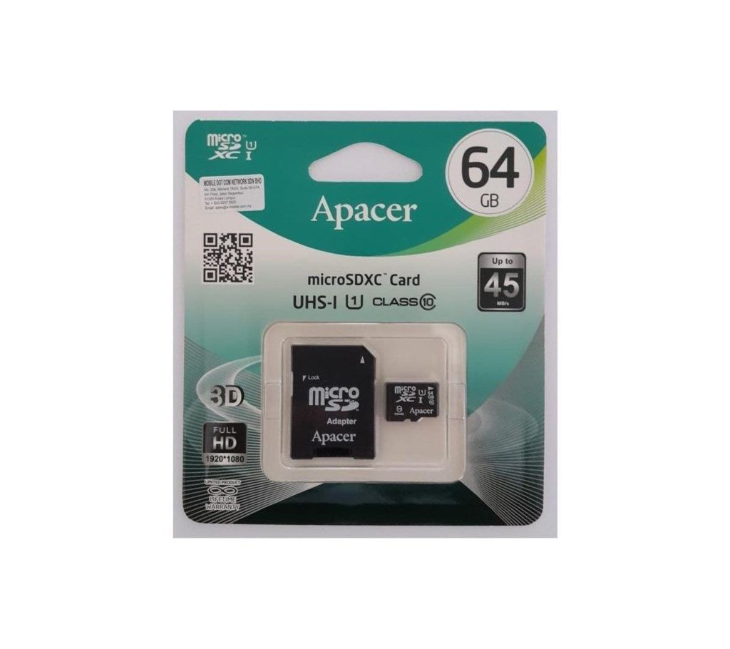 Apacer 64 গিগাবাইট microSDHC মেমোরি কার্ড বাংলাদেশ - 970028