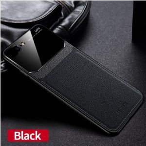 Shockproof PU Leather Glass Armor Silicone Case For iPhone 7 / 8