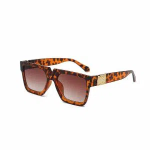 Luxury Big Glasses Leopard Pattern Metal Frame Sunglasses For Women