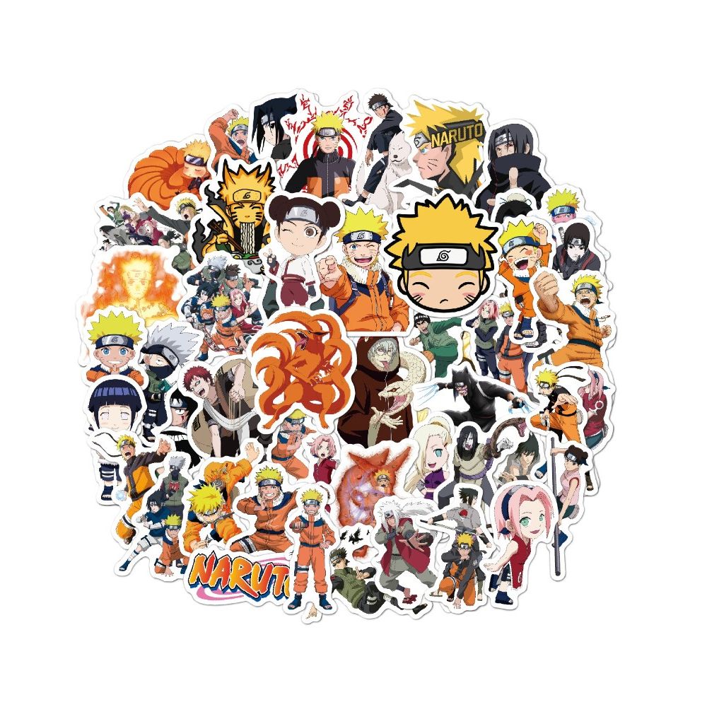 50Pcs/Pack NARUTO Glossy Not Repeated PVC Waterproof Stickers For Phone Luggage Skateboard Laptop