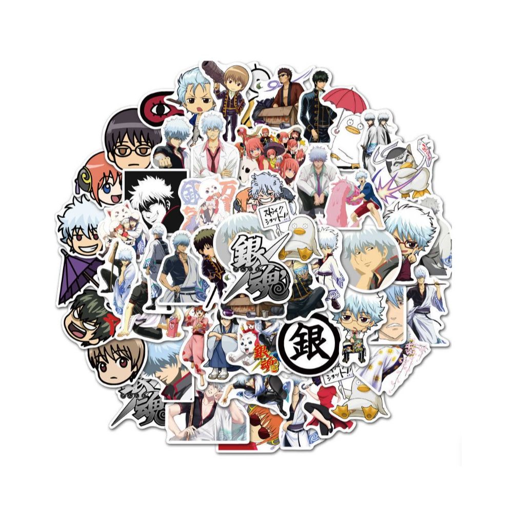 50Pcs/Pack Gintama PVC Waterproof Stickers For Phone Guitar Luggage Skateboard Laptop