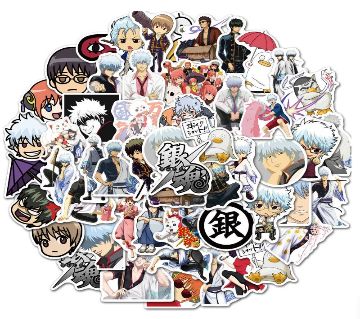 50Pcs/Pack Gintama PVC ওয়াটারপ্রুফ স্টিকার ফর ফোন/গিটার/লাগেজ/স্কেটবোর্ড/ল্যাপটপ