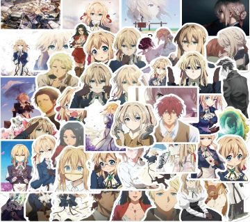 50Pcs/Pack Violet Evergarden PVC ওয়াটারপ্রুফ স্টিকার ফর ফোন/গিটার/লাগেজ/স্কেটবোর্ড/ল্যাপটপ