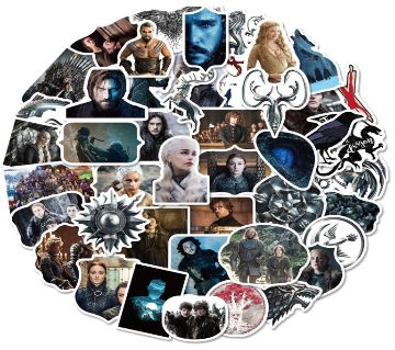 GOT 50Pcs Game of Thrones PVC ওয়াটারপ্রুফ স্টিকার ফর ফোন/গিটার/লাগেজ/স্কেটবোর্ড/ল্যাপটপ