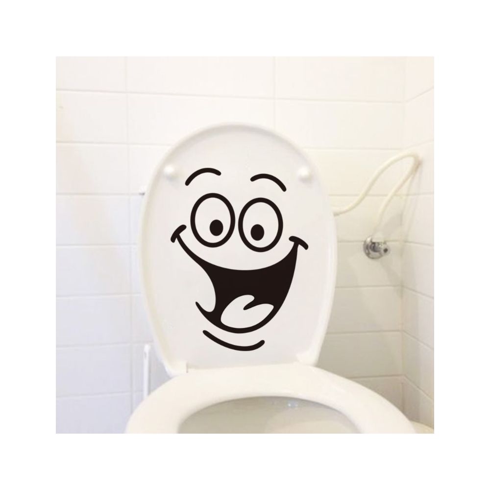 Cute Toilet 24X18CM PVC Waterproof Smile Funny Sticker Wall Art Sticker Kitchen Bathroom Home Decoration