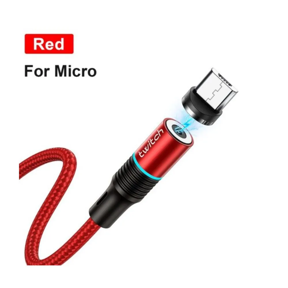 Twitch 360 Degree Rotate 1 Meter Fast Charging Lighting Magnetic Micro USB Cable
