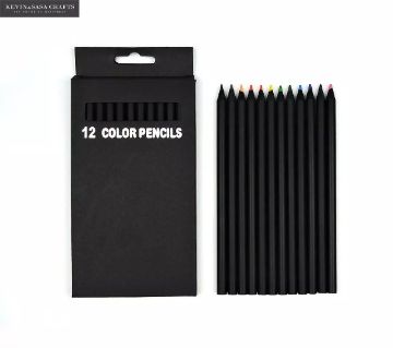 12Colors/Set Black Wooden Different কালার পেন্সিল Art Supplies Drawing Kits