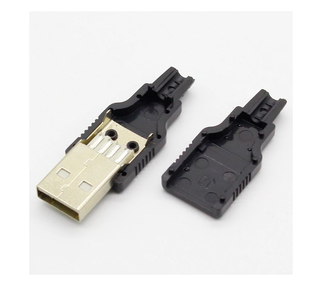 5pcs Type A Male USB 4 Pin প্লাগ সকেট কানেক্টর With Black Plastic Cover বাংলাদেশ - 1163245