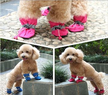4pcs/Set Waterproof এন্টি স্লিপ রেইন বুটস  Chaussure Chien For Small Cats Puppy Dogs Socks Booties