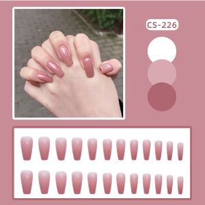 24Pcs/Set Light Pink Cover Artificial Fake Nails Fashion Manicure Nail Art For Girls