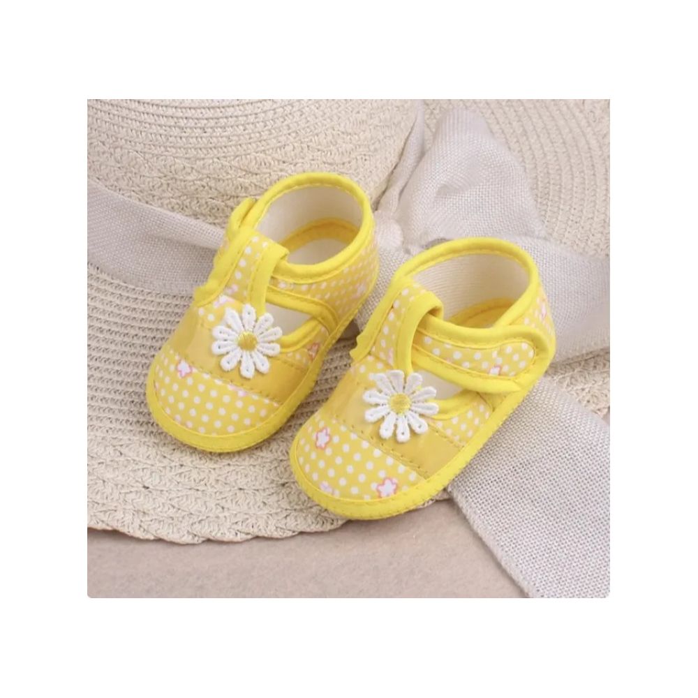 Cute Flower Print Soft Cotton Plaid Anti-slip Baby Shoes For (12-18 Months Baby)