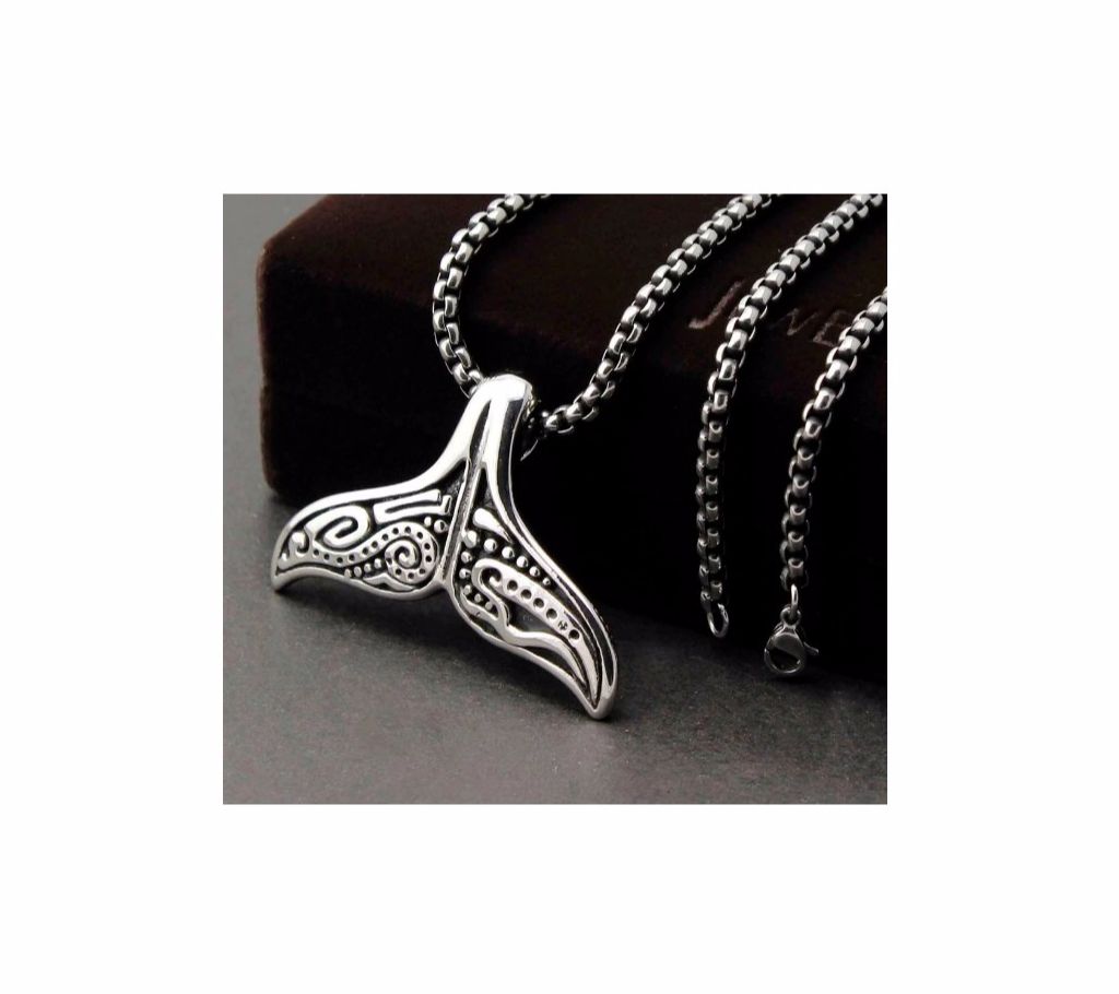 Solid Stainless Steel Whale Tail মেনস লং চেইন নেকলেস বাংলাদেশ - 1091239