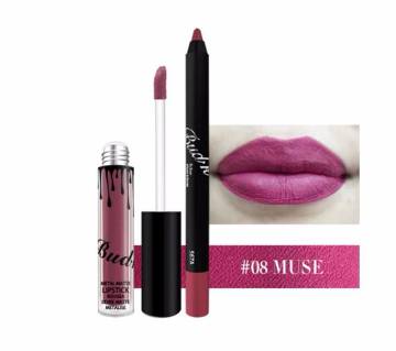 bud-k-lip-gloss-lip-pencil-2pcsset-waterproof-long-lasting-liquid-matte-lipstick-18g-china