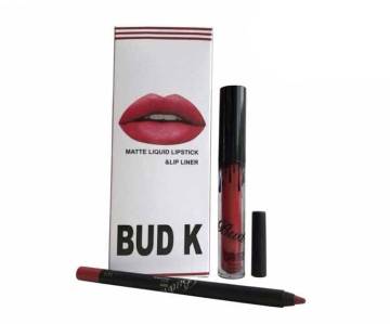 bud-k-lip-gloss-lip-pencil-2pcsset-waterproof-long-lasting-liquid-matte-lipstick-18g-china