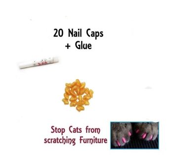 20 PCS/Set Cat নেইল ক্যাপ সফট ক্যাট  Claw Soft Paws With Adhesive Glue